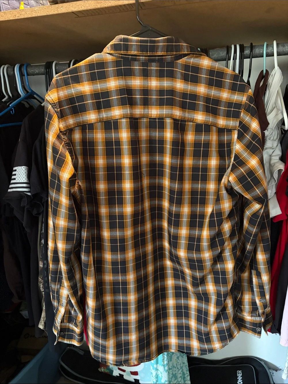 Wrangler Men's Black & Mustard Plaid Lightweight Shirt Jacket